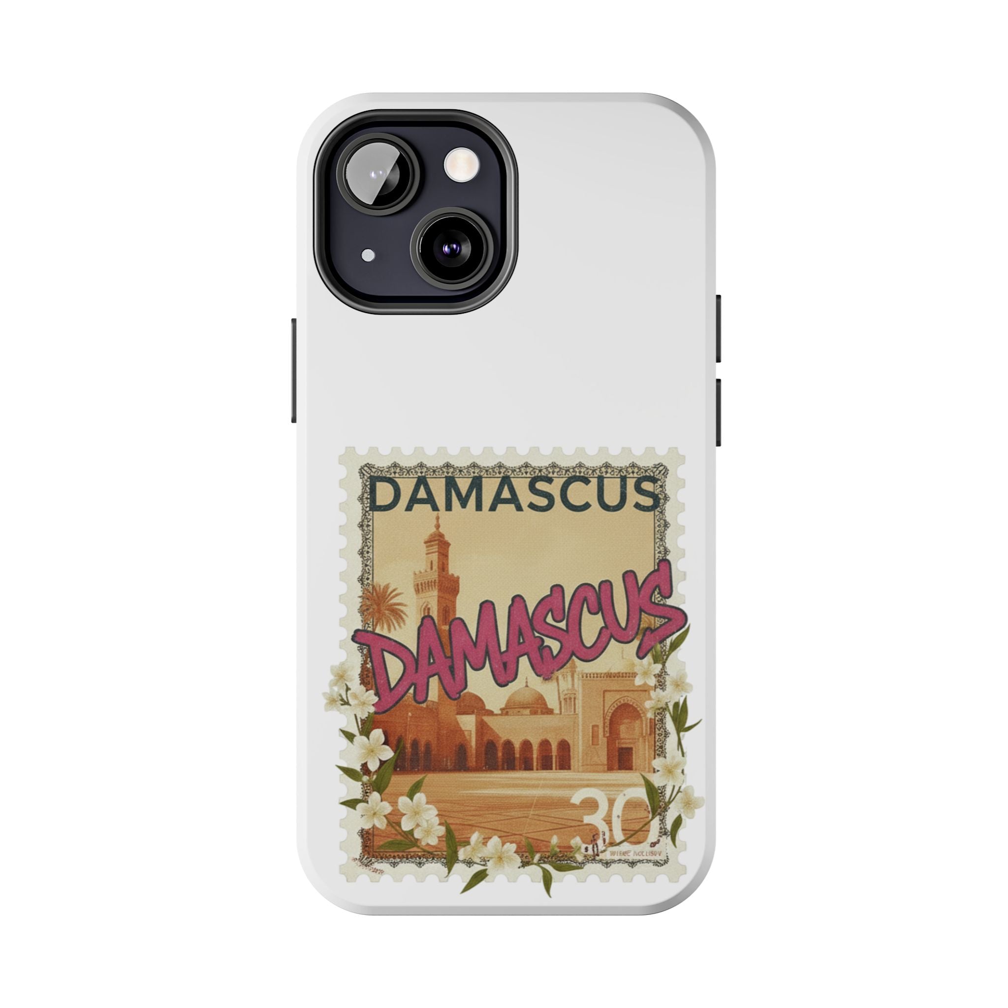 Damascus Vintage Stamp Tough Phone Case — Retro Travel Phone Cover