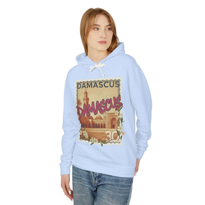Damascus Vintage Postage Hoodie — Retro Travel Sweatshirt