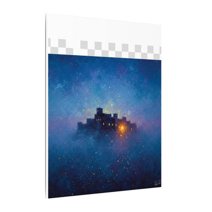 Tableau sur toile mate « Forteresse de la Nuit Étoilée » — Paysage mystique de château bleu
