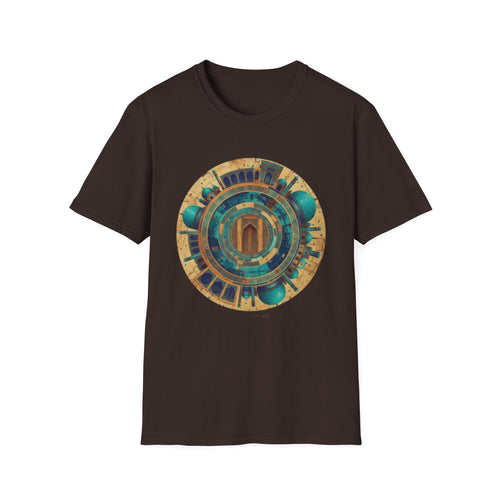 Sacred Geometry Mandala T-Shirt — Teal & Gold Spiritual Art Tee