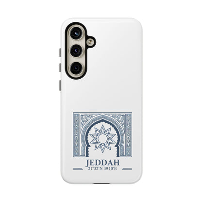Jeddah Coordinates Phone Case — Blue Islamic Arch Travel Souvenir