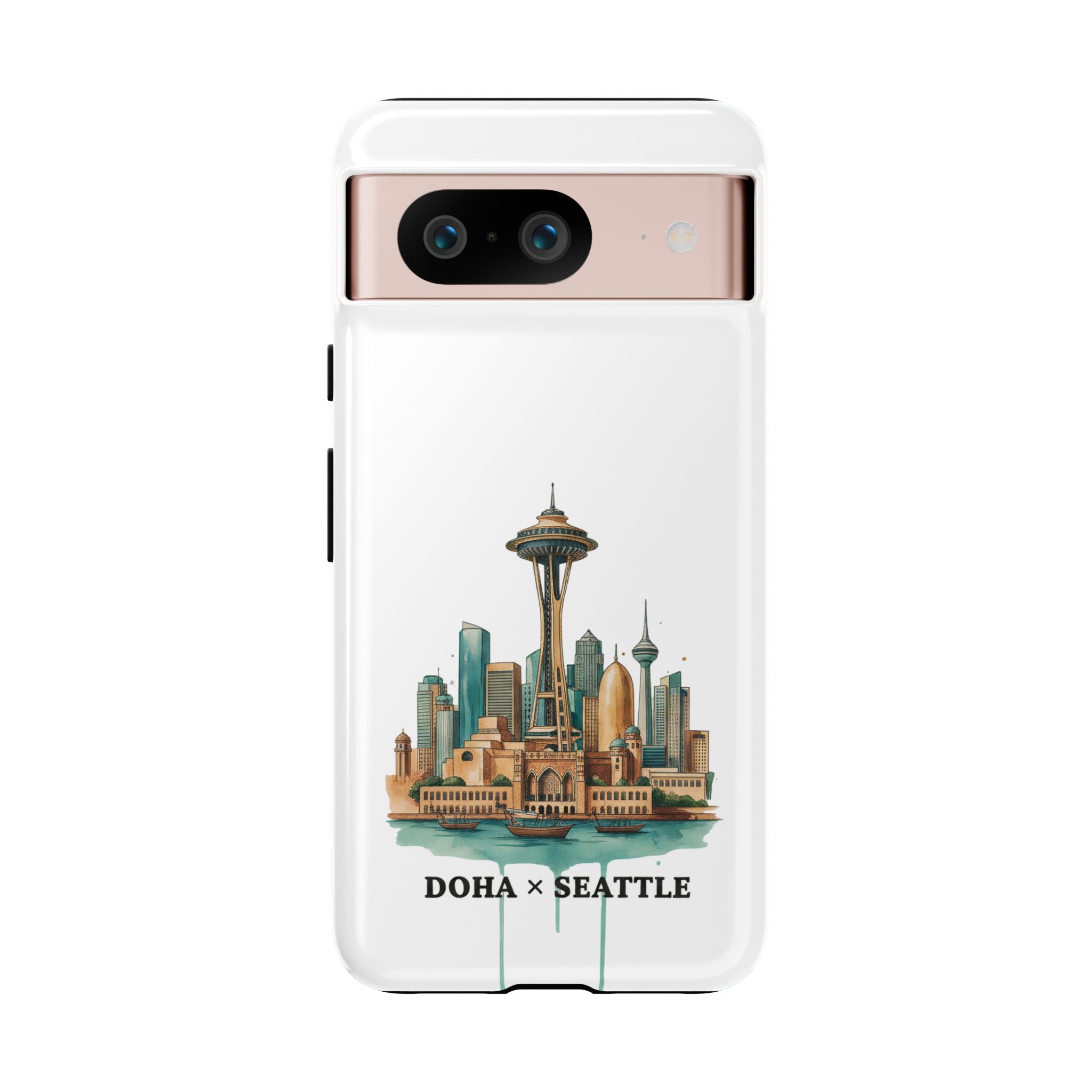 Doha x Seattle Skyline Tough Phone Case — Cityscape Protective Phone Cover