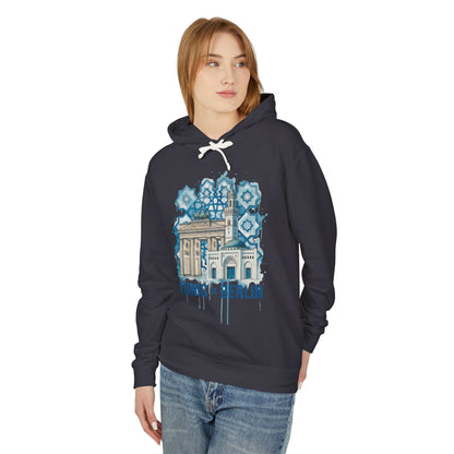 Tunis × Berlin Hoodie — Travel Mashup Graphic Hooded Sweatshirt