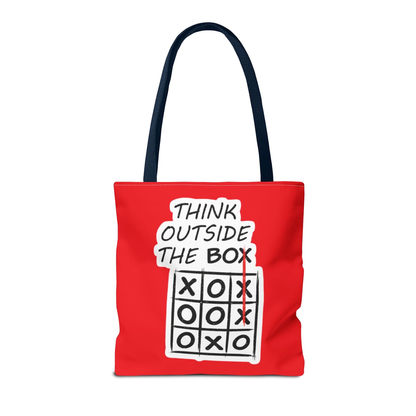 Think Outside the Box Tote Bag — Red Tic-Tac-Toe Motivational Canvas Tote