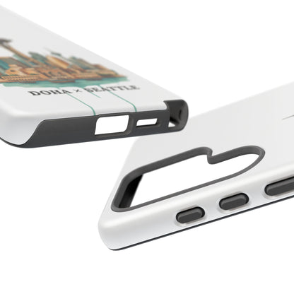 Coque de téléphone résistante Doha x Seattle Skyline — Protection pour téléphone inspirée de la ville