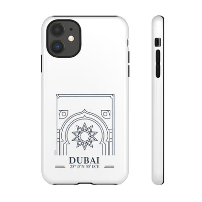 Dubai Architectural Phone Case — Minimal Souvenir Travel Design with Coordinates