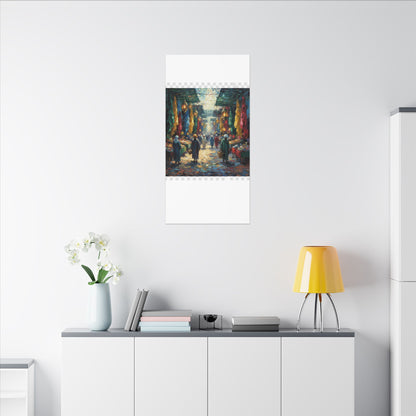 Middle Eastern Market Matte Canvas Wall Art — Colorful Bazaar Street Scene