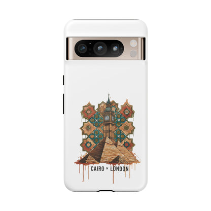 Cairo × London Phone Case — Vintage Mosaic Pyramids & Big Ben Travel Design