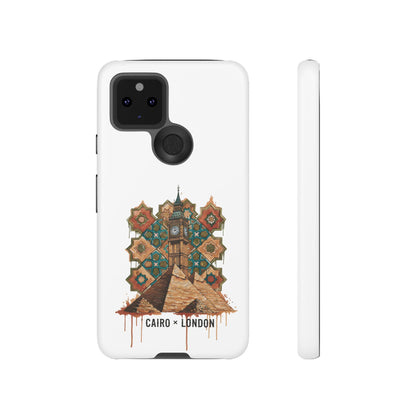 Cairo × London Phone Case — Vintage Mosaic Pyramids & Big Ben Travel Design