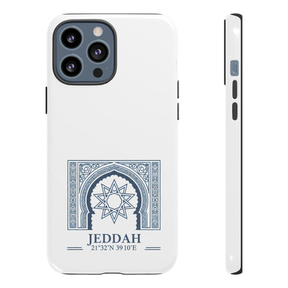 Jeddah Coordinates Phone Case — Blue Islamic Arch Travel Souvenir