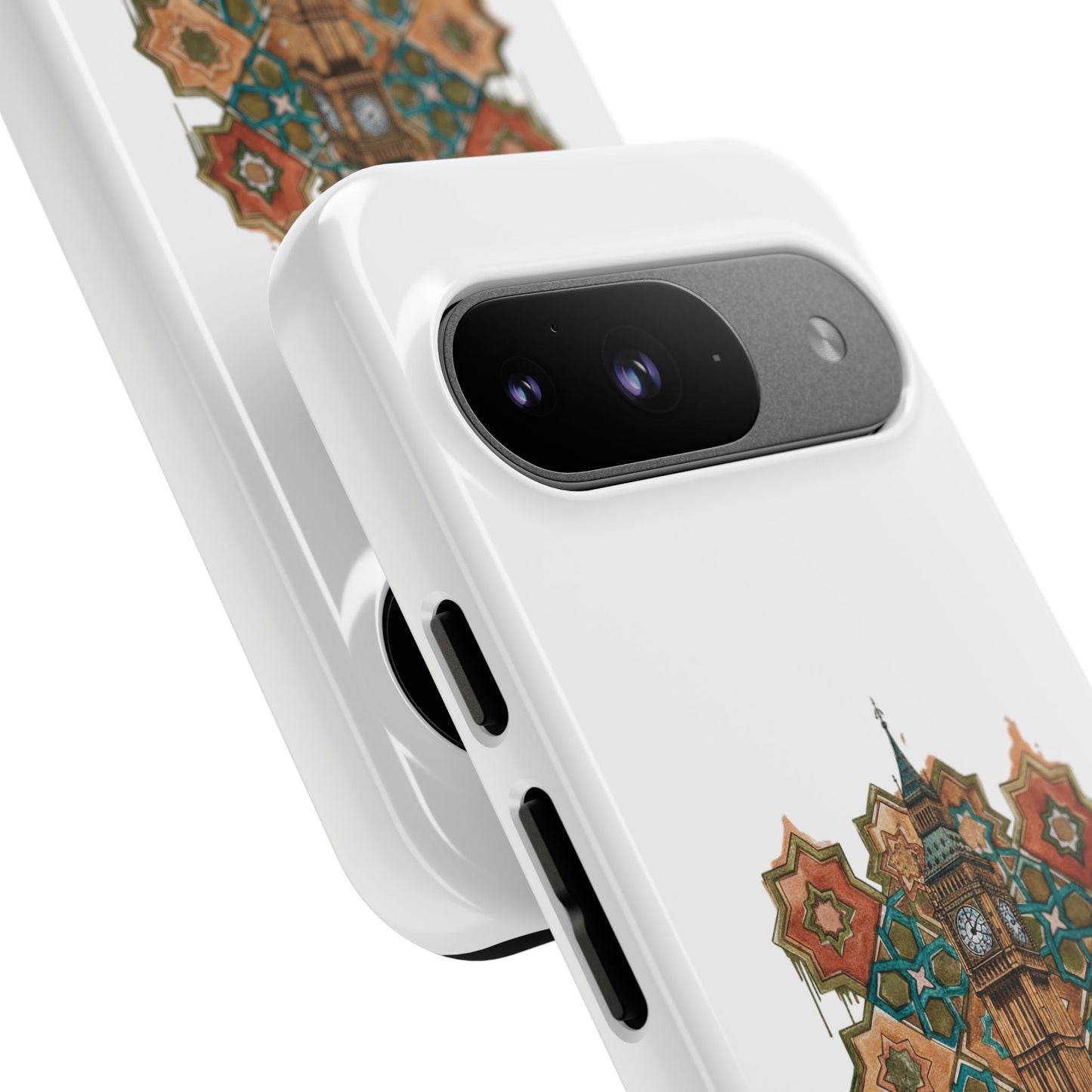 Cairo × London Phone Case — Vintage Mosaic Pyramids & Big Ben Travel Design