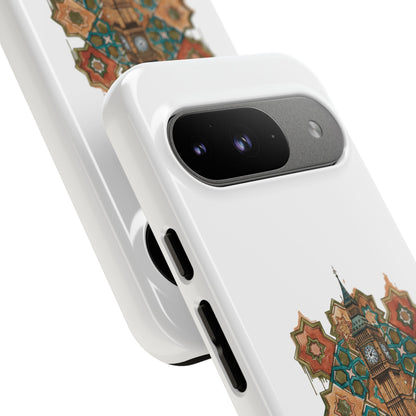 Cairo × London Phone Case — Vintage Mosaic Pyramids & Big Ben Travel Design