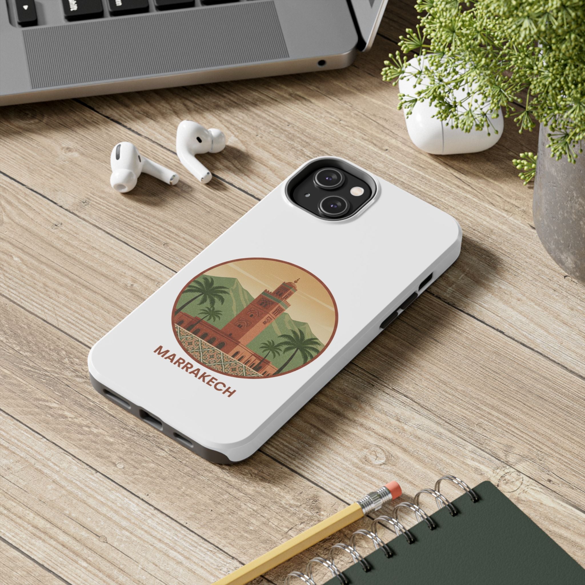 Marrakech Travel Phone Case — Vintage Moroccan Koutoubia Tower Design