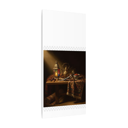 Oriental Still Life Canvas — Vintage Brass Teapot & Lantern Wall Art