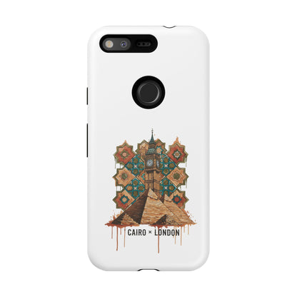 Cairo × London Phone Case — Vintage Mosaic Pyramids & Big Ben Travel Design