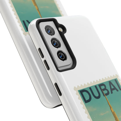 Coque de téléphone motif timbre-poste de Dubaï — Coque iPhone résistante inspirée du voyage