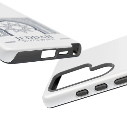 Jeddah Coordinates Phone Case — Arabic Arch Geometric Design