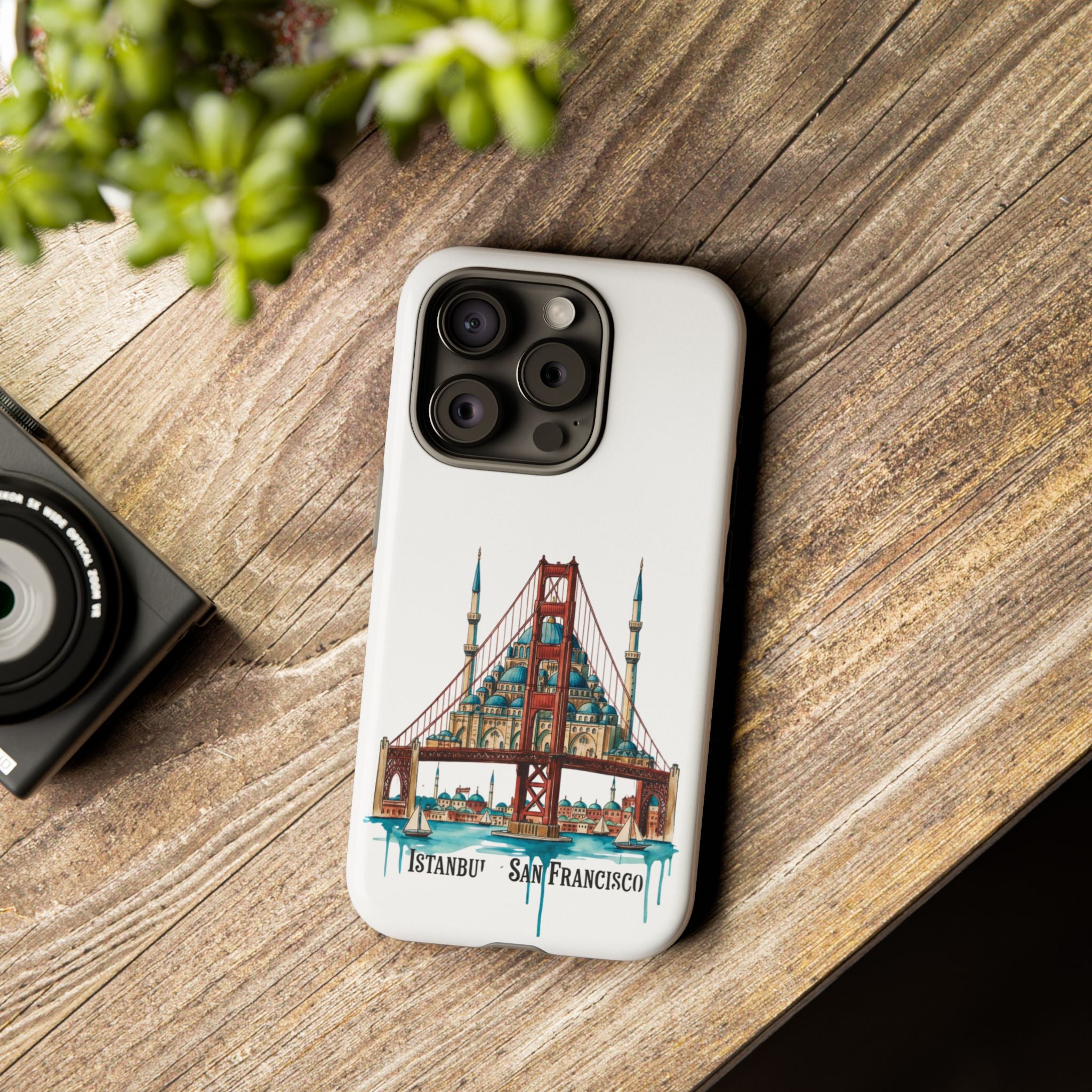 City Bridge Phone Case — Istanbul × San Francisco Illustrated Travel Design