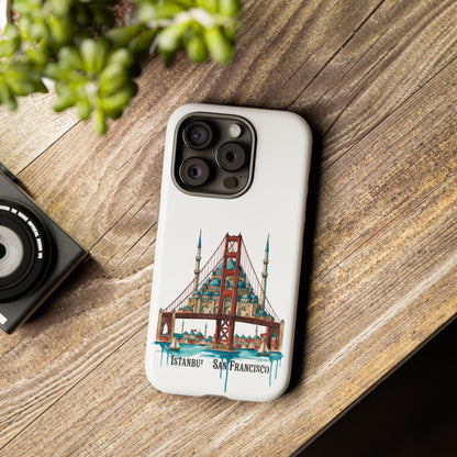 City Bridge Phone Case — Istanbul × San Francisco Illustrated Travel Design