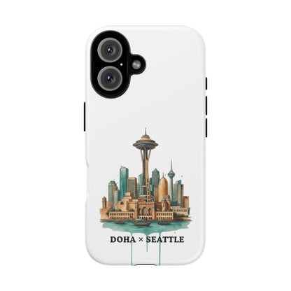 Coque de téléphone résistante Doha x Seattle Skyline — Protection pour téléphone inspirée de la ville