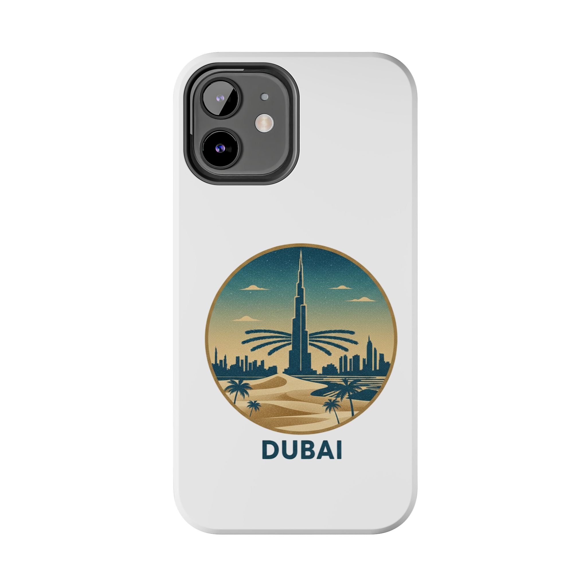 Dubai Skyline Tough Phone Case — Retro Desert Palm Travel Phone Cover