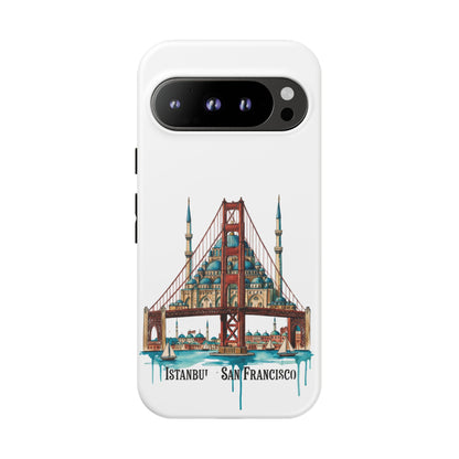 City Bridge Phone Case — Istanbul × San Francisco Illustrated Travel Design