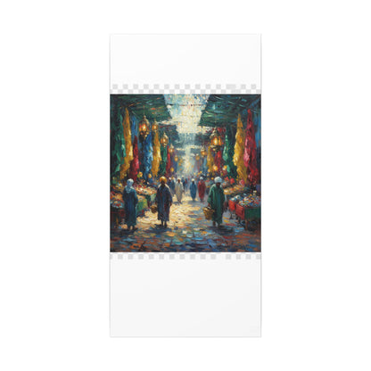 Middle Eastern Market Matte Canvas Wall Art — Colorful Bazaar Street Scene