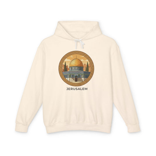 Jerusalem Dome Graphic Hoodie — Vintage Holy City Travel Sweatshirt