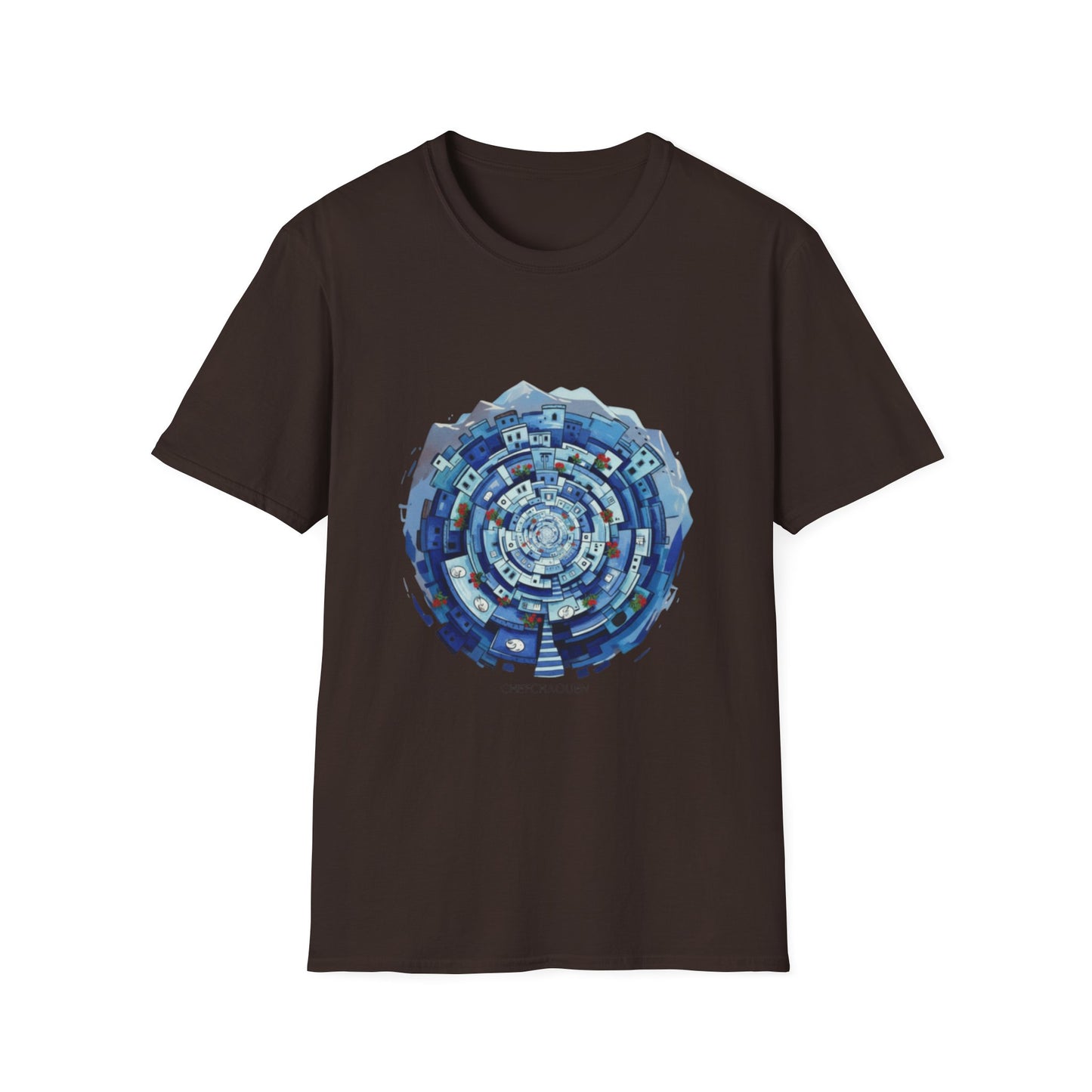 Blue Spiral Mandala T-Shirt — Abstract Ocean Vibe Graphic Tee