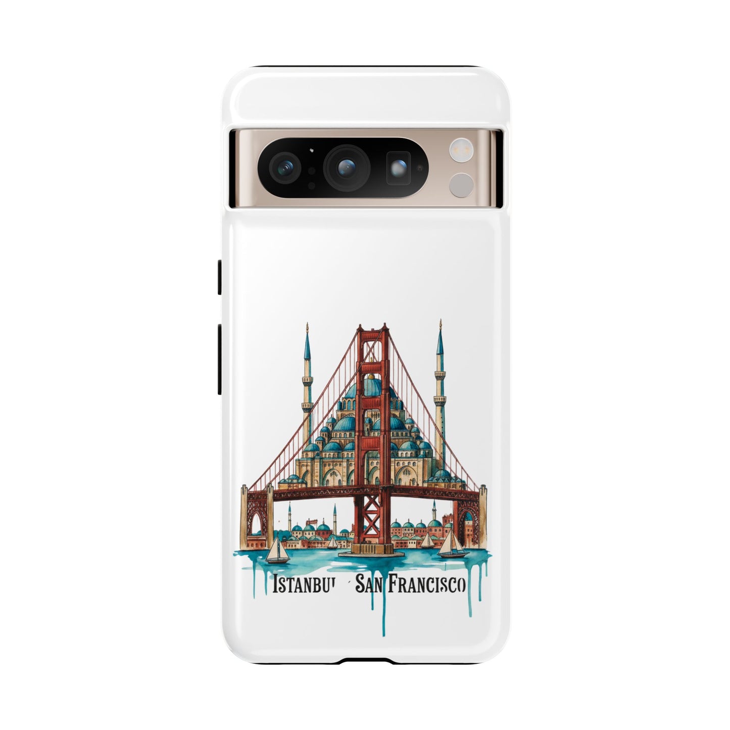 City Bridge Phone Case — Istanbul × San Francisco Illustrated Travel Design