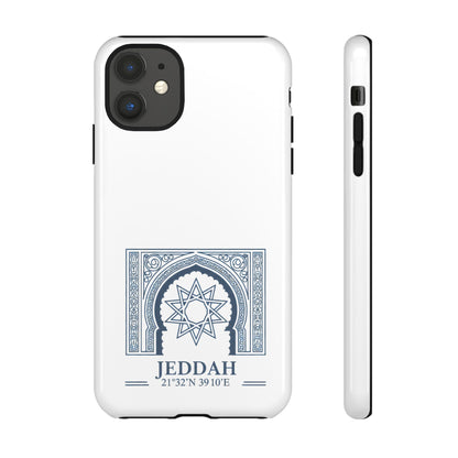 Jeddah Coordinates Phone Case — Blue Islamic Arch Travel Souvenir