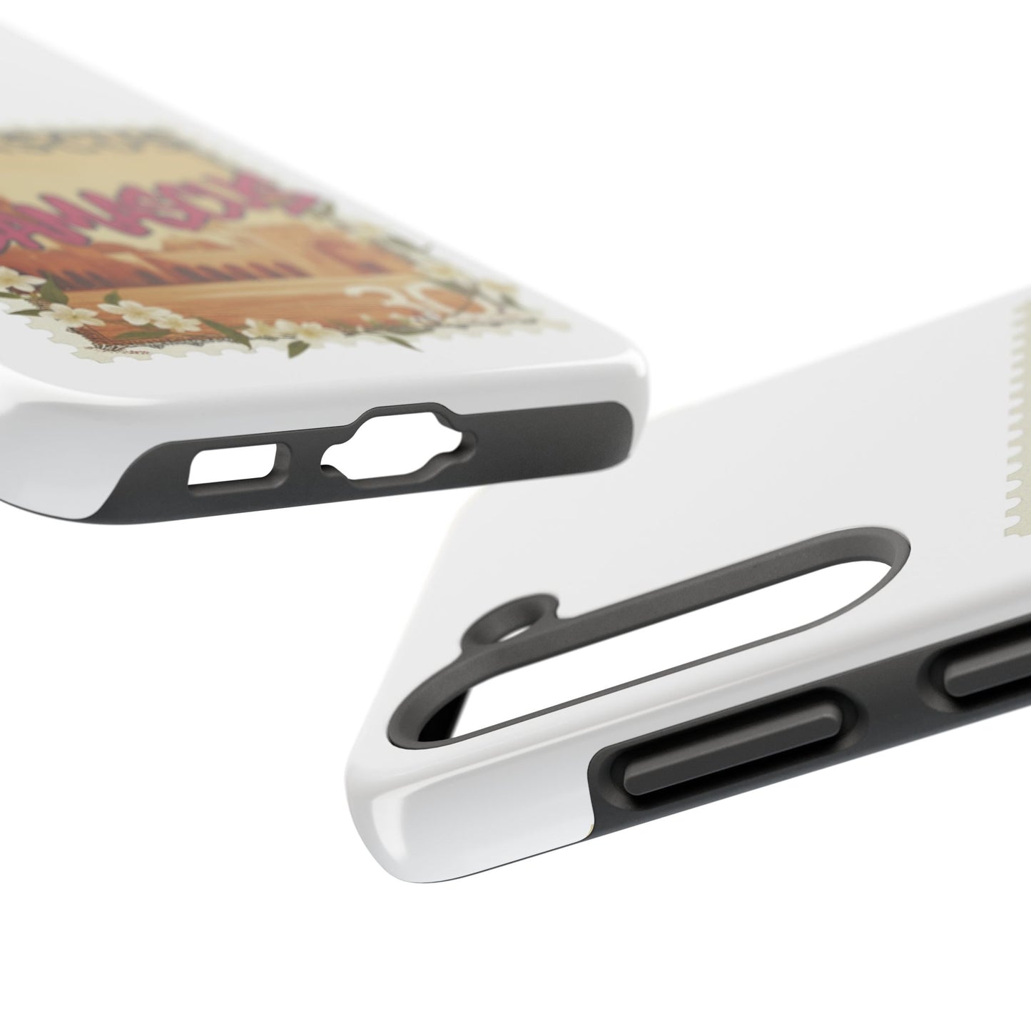 Étui de téléphone résistant à motif de timbres vintage Damas — Coque de téléphone rétro pour voyage