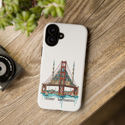 City Bridge Phone Case — Istanbul × San Francisco Illustrated Travel Design