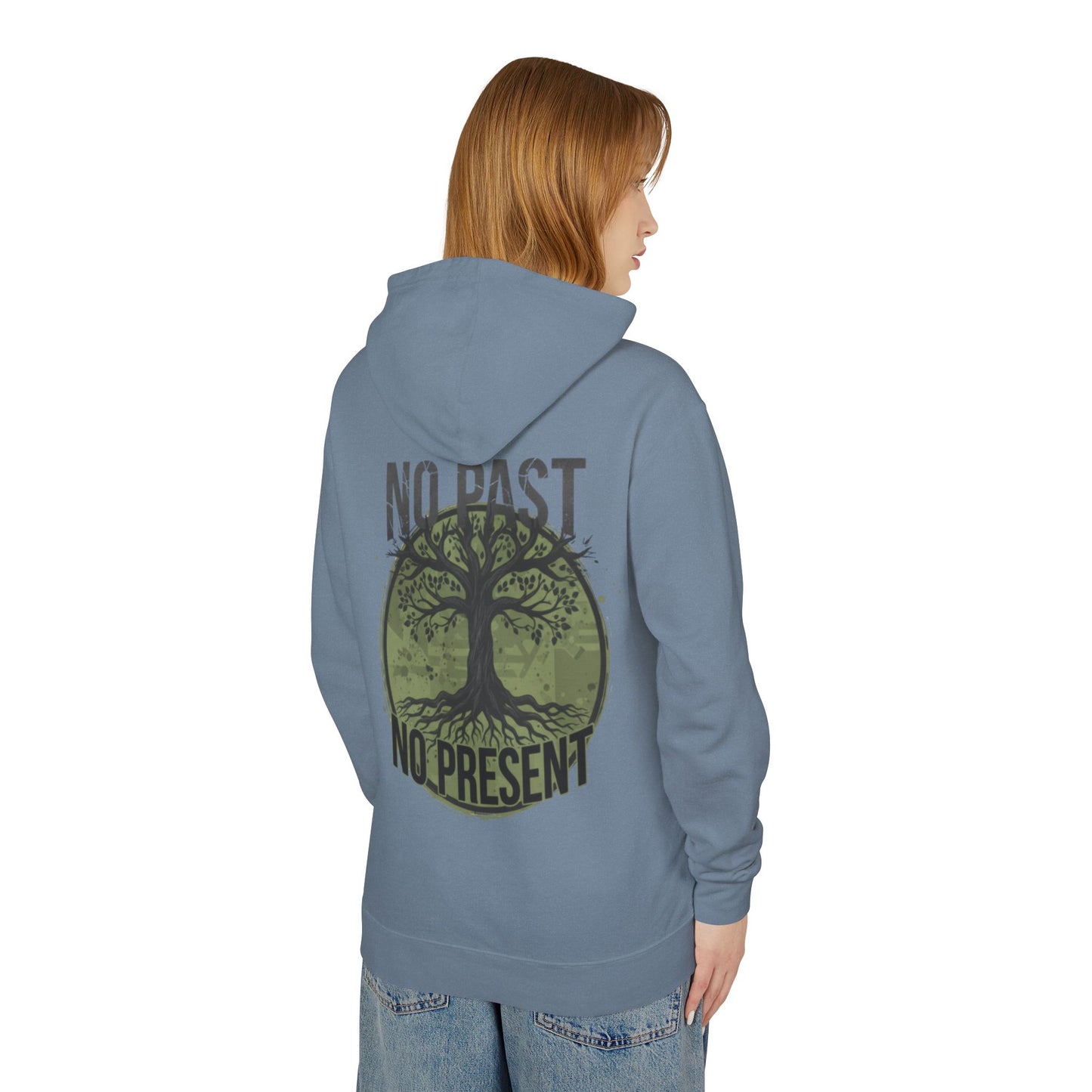 Tree of Roots Hoodie — "No Past No Present" Environmental Graphic Hoodie