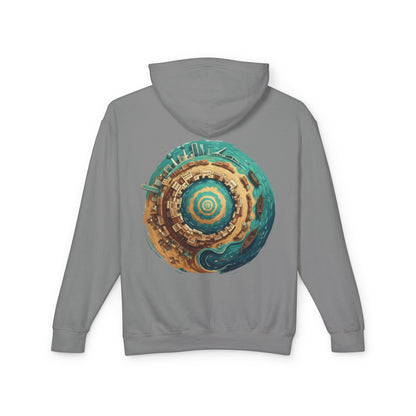 Planetary Beach Circle Hoodie — Coastal Mini-World Graphic Pullover