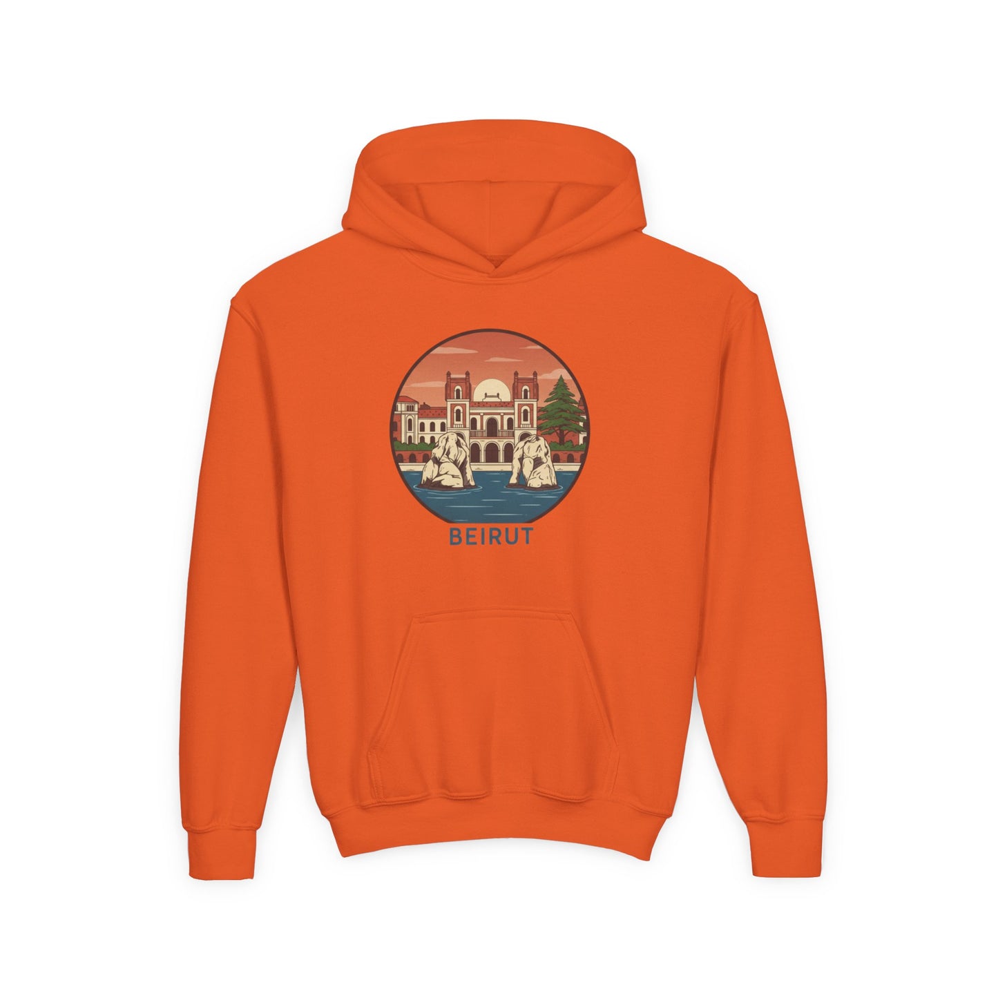 Beirut Skyline Youth Hoodie - Vintage City Illustration