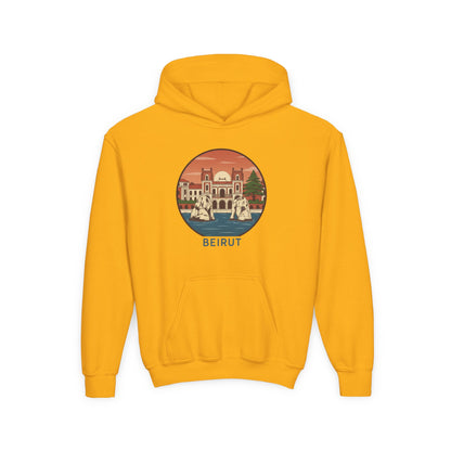 Beirut Skyline Youth Hoodie - Vintage City Illustration