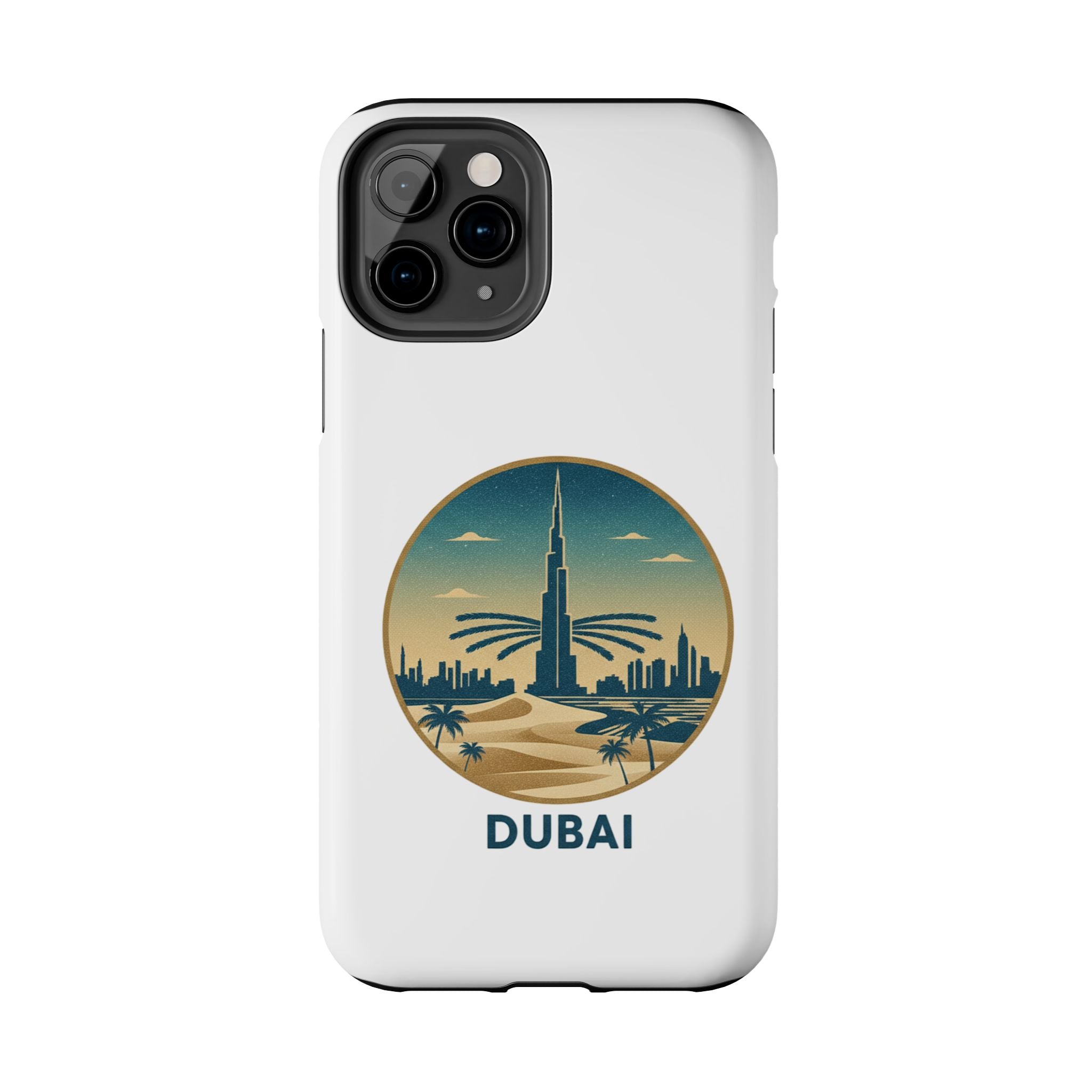 Dubai Skyline Tough Phone Case — Retro Desert Palm Travel Phone Cover