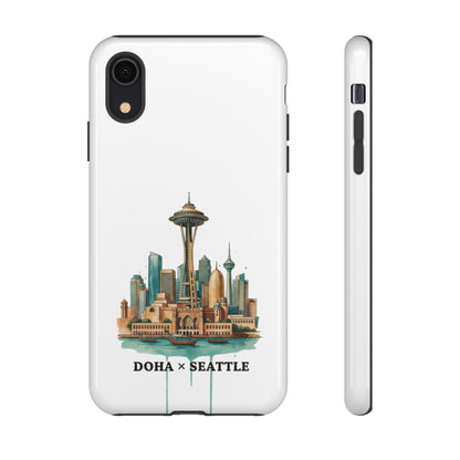 Coque de téléphone résistante Doha x Seattle Skyline — Protection pour téléphone inspirée de la ville