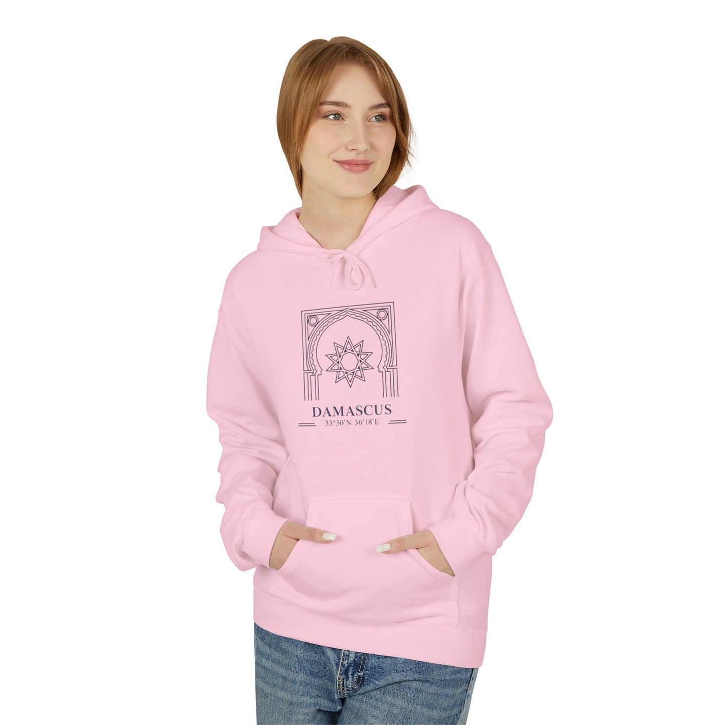 Damascus Heritage Hoodie — Minimal Middle Eastern Motif