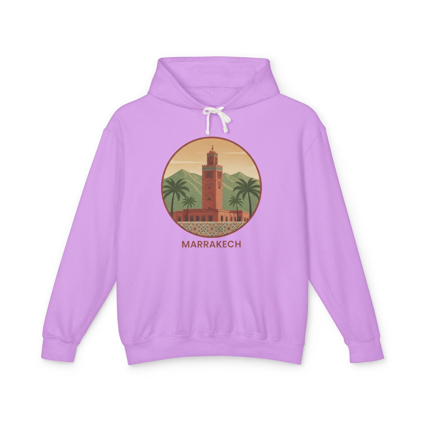 Marrakech Vintage Travel Hoodie — Retro Palm Tree Morocco Sweatshirt