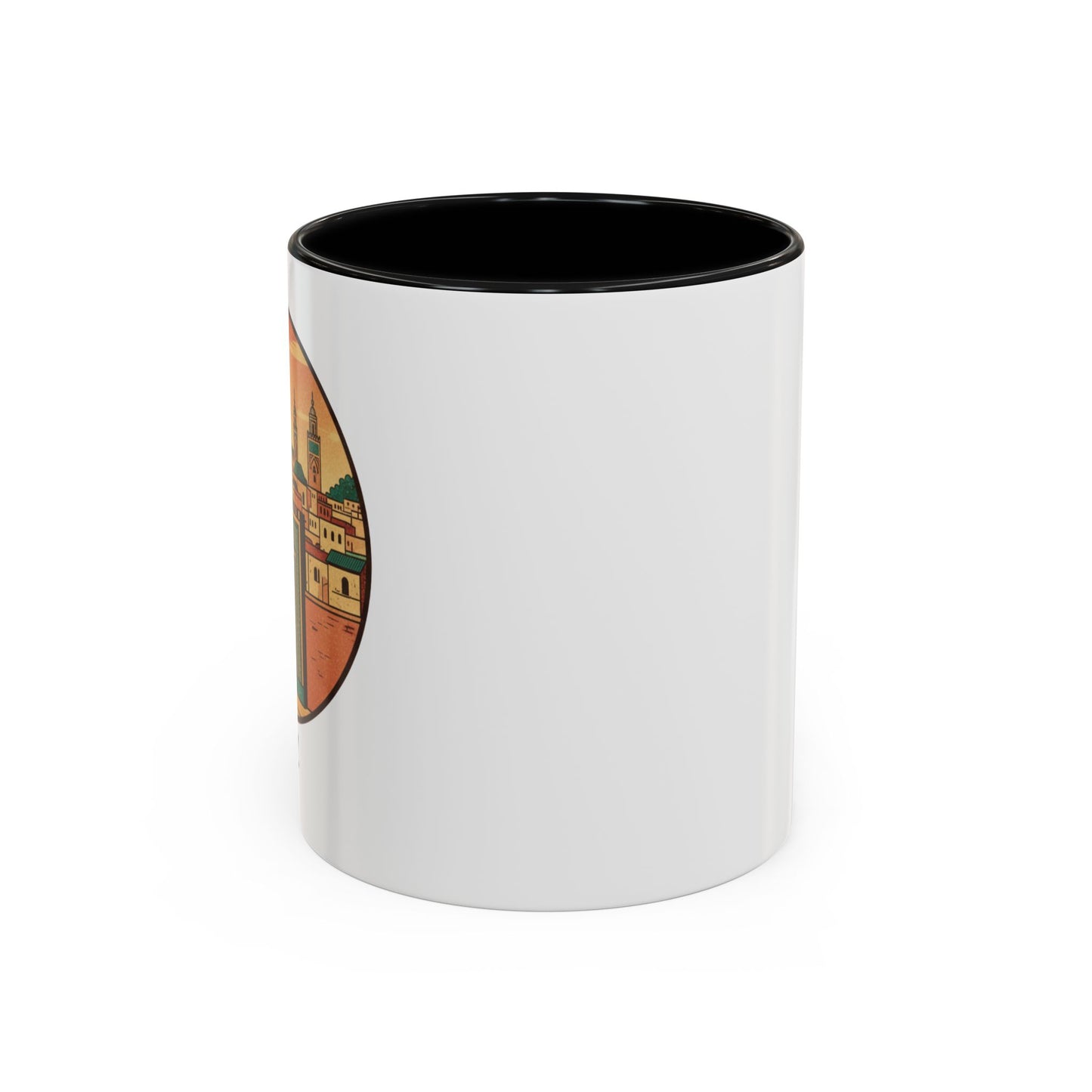 Mug à café Fez Landmark Accent — Souvenir de voyage représentant un paysage urbain marocain (11/15 oz)