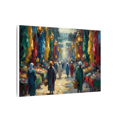 Middle Eastern Market Matte Canvas Wall Art — Colorful Bazaar Street Scene