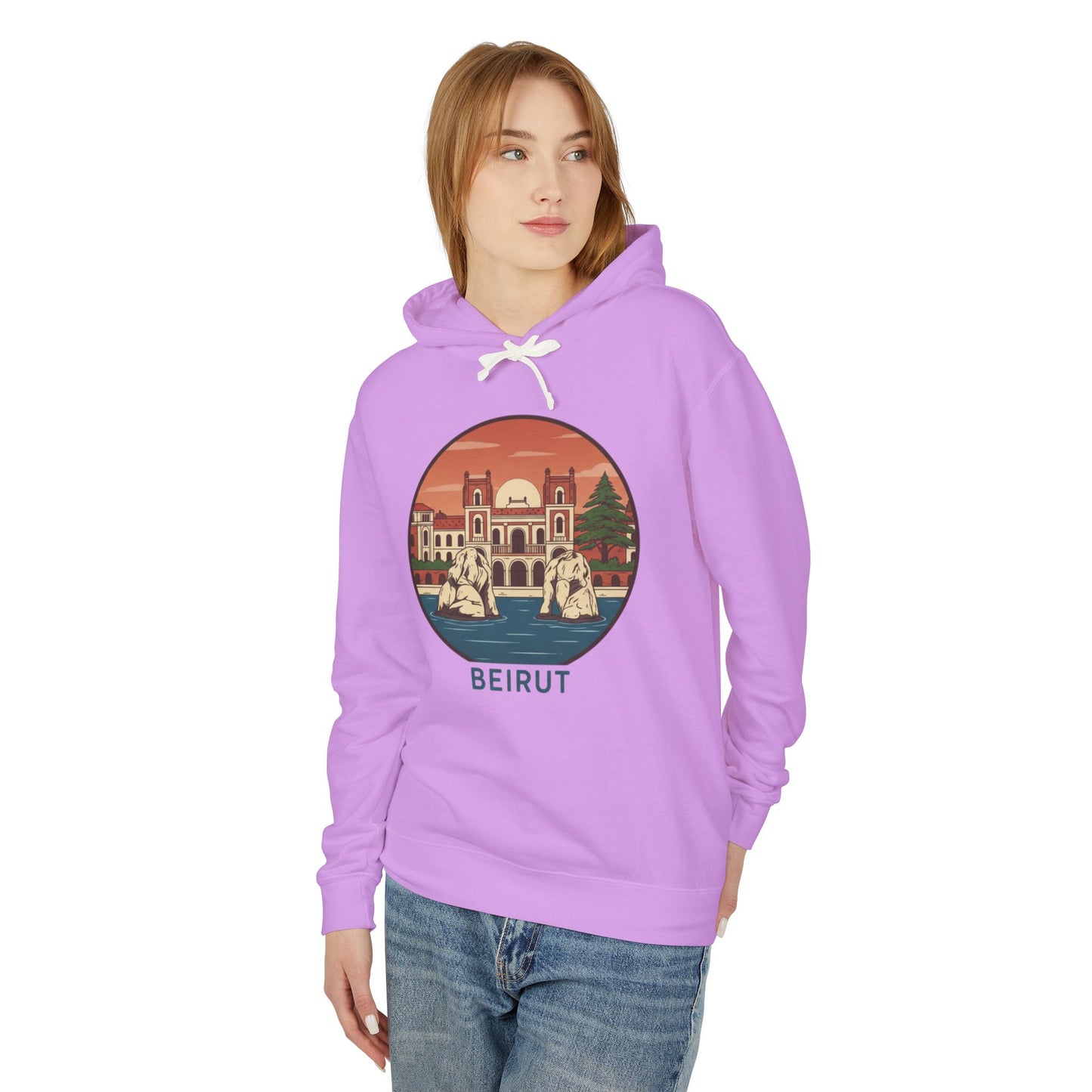 Beirut Vintage Landmark Hoodie — Retro Cityscape Graphic Hooded Sweatshirt