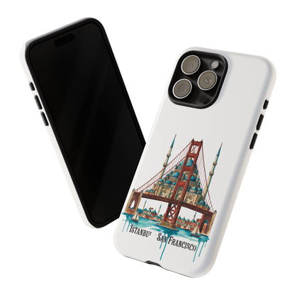 City Bridge Phone Case — Istanbul × San Francisco Illustrated Travel Design