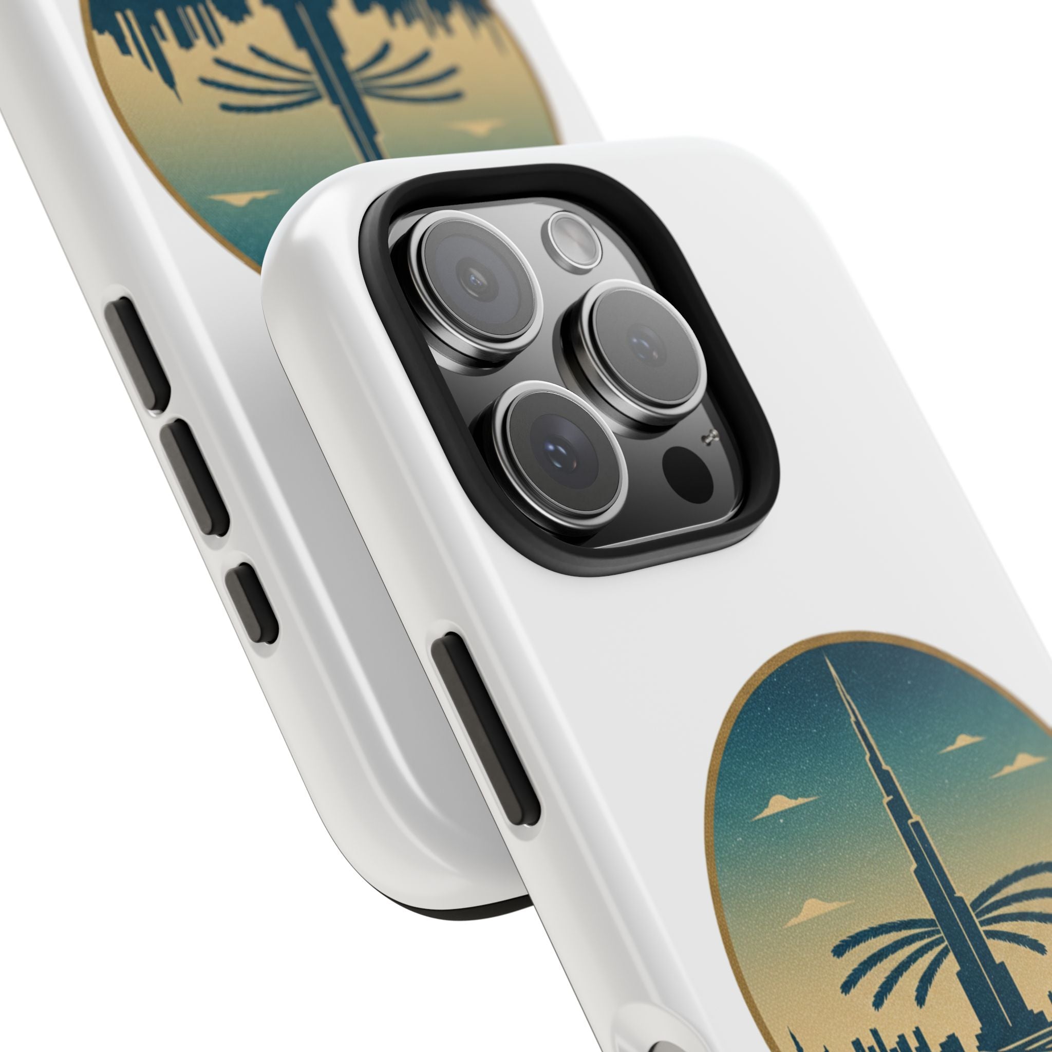 Dubai Skyline Tough Phone Case — Retro Desert Palm Travel Phone Cover