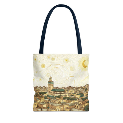 Starry Night Cityscape Tote Bag — Vintage Moroccan Skyline All-Over Print
