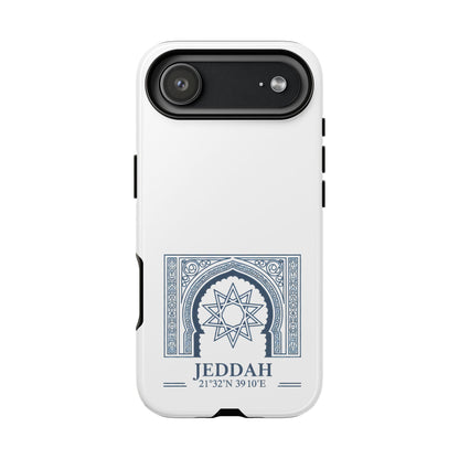 Jeddah Coordinates Phone Case — Blue Islamic Arch Travel Souvenir