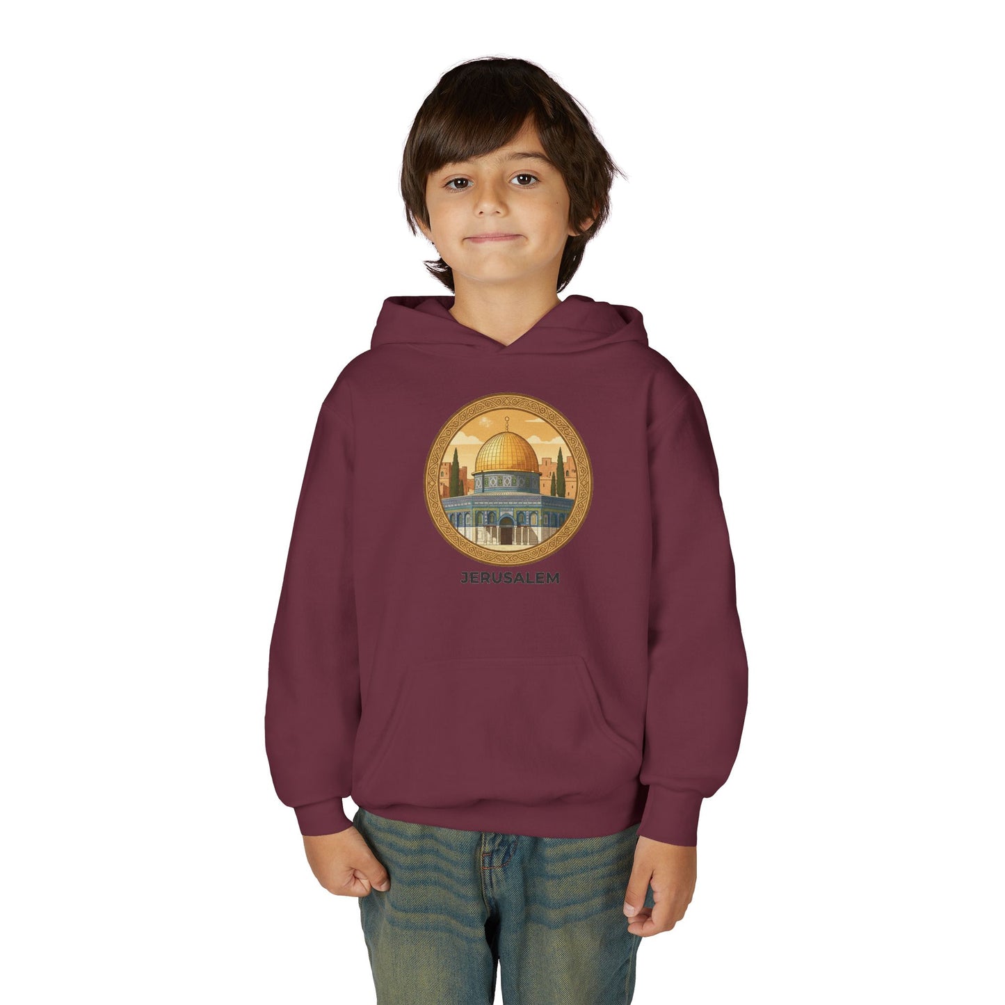 Jerusalem Dome Youth Hoodie – Vintage Dome of the Rock Graphic