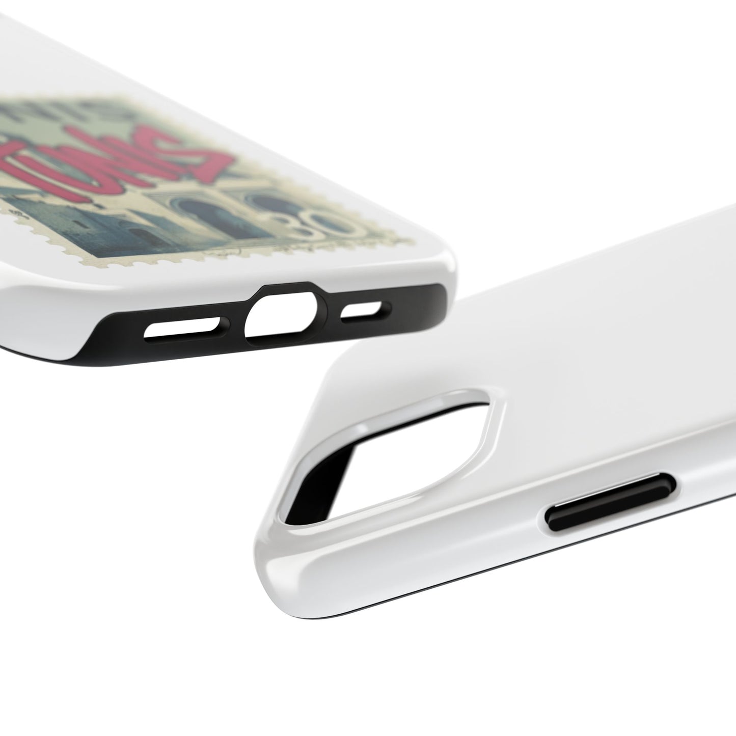 Coque de téléphone résistante à motif timbre vintage de Tunis — Étui de téléphone rétro pour voyage en Tunisie